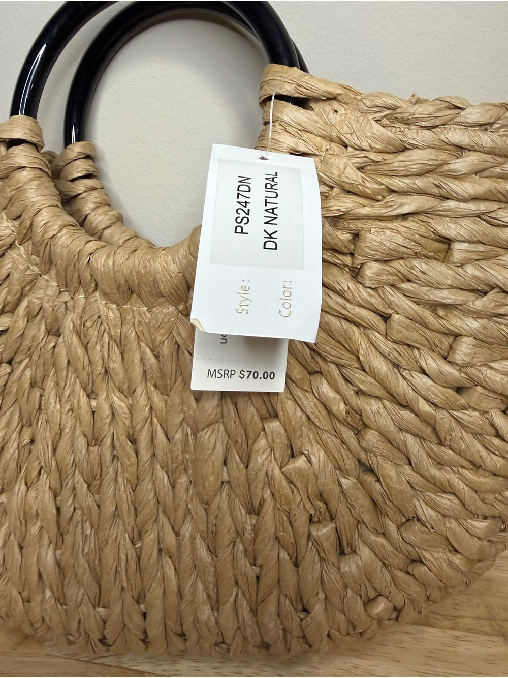 Cee Klein Natural Woven Straw Handbag NWT $70 - Picture 2 of 8